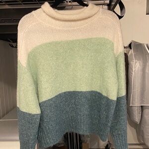Ann Taylor Colorblock Sweater in Ivory, Mint & Teal size Large
